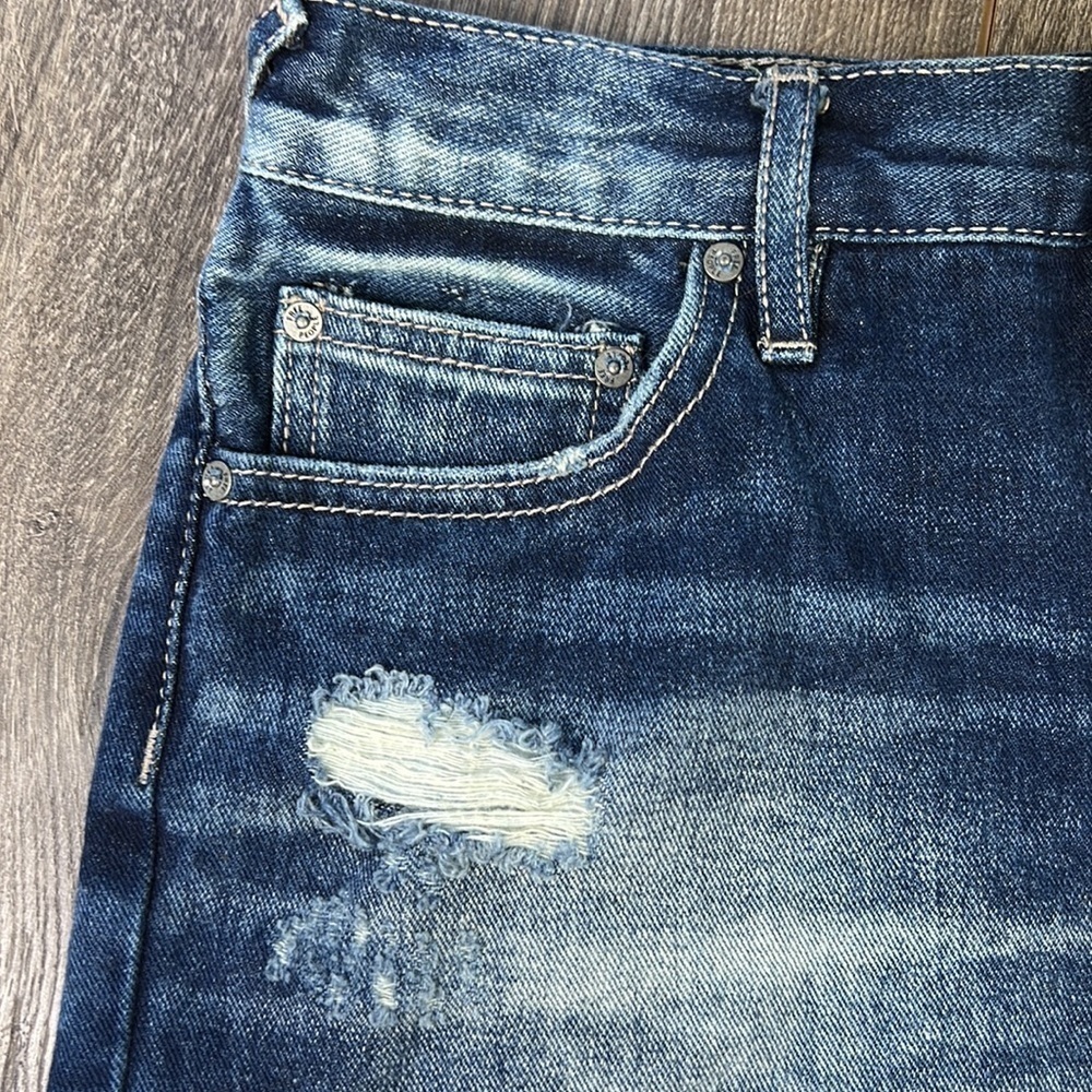 Free People Denim Jean Shorts Lace Hem Distressed 25 - Picture 2 of 8